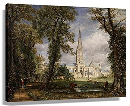 John Constable - Póster de la catedral de Salisbury de los terrenos del obispo, impresiones artísticas, paneles de pared para pasillo para cocina, carteles estéticos retro (60 x 40 cm), sin enmarcar