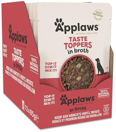 Applaws 100% Naturel – Nourriture Humide pour Chiens, Bœuf aux Légumes en Bouillon, sans Céréales, 12 x 85g