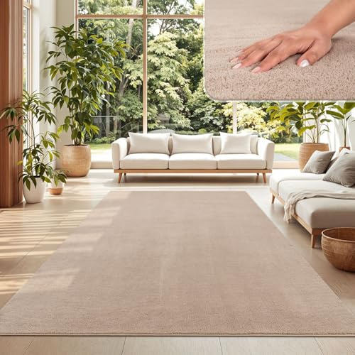 TT Home Matta Vardagsrum Stor Matta Enfärgad Modern Design Tvättbar Gul Guld, Färg: Beige, Storlek:140x200 cm