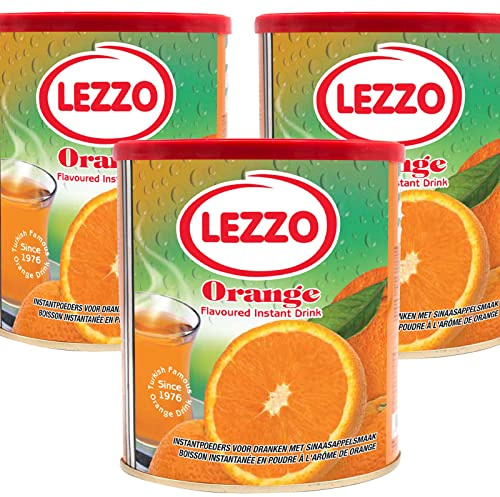 Mein Bazar Set Lezzo Instantgetränk mit Orangengeschmack 3x700g - Heiß und Kalt genießbar - Instanttee - Eistee