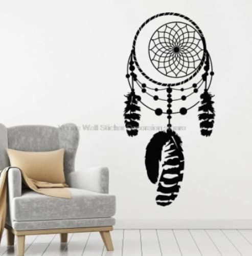 Vinilo adhesivo para pared pájaro pluma Tribal tótem amuleto atrapasueños étnico dulce sueño hogar dormitorio Art Deco regalo Decal27x57cm
