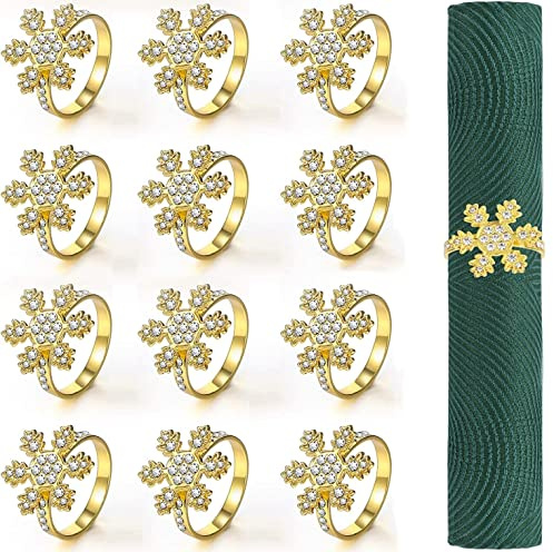 KAHEIGN - Runda julservetter, 12 delar, med snöflinga, strass, jullunch, tacksägelsedag, fest, bröllopsbordsdekoration