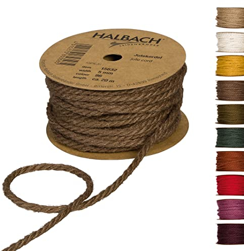 Halbach Seidenbänder Cuerda de Yute marrón, 5 mm, 20 m