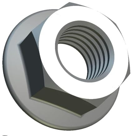 M8 Écrous à collerette dentelée, 17.9mm x 13mm A2 Contre-écrou en acier inoxydable pour boulons et vis – Contre-écrou à tête hexagonale à collerette Fixation Acier inoxydable DIN 6923 (10 PCS)