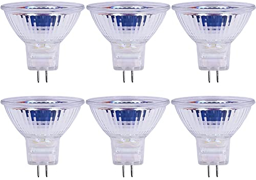 GLOWANTS 6-er Set MR16 GU5.5 Halogen 12V 20W, Dimmbar MR16 Halogenstrahler 210lm, MR16 GU5.3 Bi-Pin Halogen Reflektor Glühbirne mit Abdeckscheibe 2700K Warmweiß.