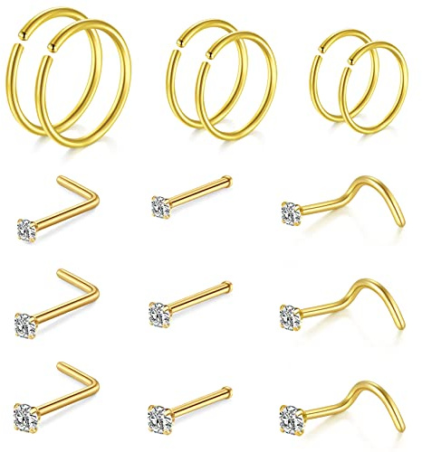 VF VFUN 20g Nasenpiercing Nasenstecker Diamant Cz Top 6/8/10mm Nasenring Tragus Cartilage Helix Hoop