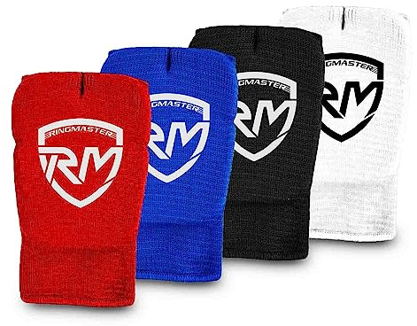 RingMaster Sports Kids Elastic Hand Pads Slip on Mitts Martial Arts Karate (Red, Extra Small)