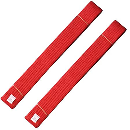 Rubruan Kampfsport Zubehör Taekwondo Gürtel – 2 Stück Baumwolle Belt Kampfkunst Karate Judo Ju-Jutsu Ninjutsu Budo Kendo Aikido Training Wettkampf Schutzgürtel für Erwachsene Kinder (Rot, 200 cm)