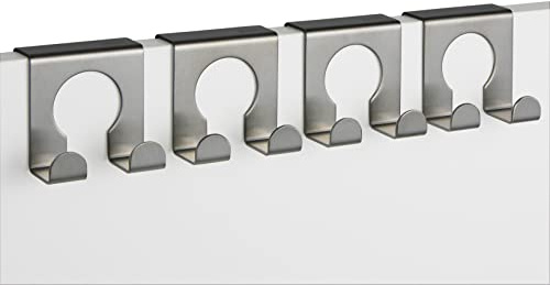 Meinposten 4 Haken Türhaken zum Einhängen silber Edelstahl Metall ohne Bohren 4 Stück Set