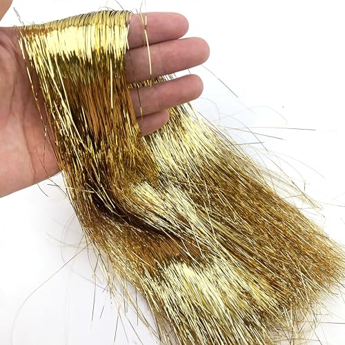 Heyiwell 2000 Strands Iridescent Tinsel Icicles for Christmas Tree, Xmas,Birthday Party Wedding Decorations 18 Inch,Gold