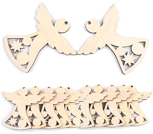 DAHI 40 Colgantes de Madera para Decoración Navideña, Ángel de la Guarda con Cuerda (Navidad)