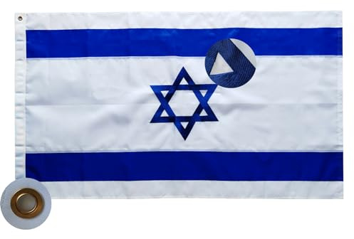 Bandiera israeliana 3 x 1,5 m Bandiera israeliana Bandiere nazionali Ricamate e cucite Bandiera ebraica Premium All'aperto Interno 210D Bandiera Oxford resistente con occhielli in ottone