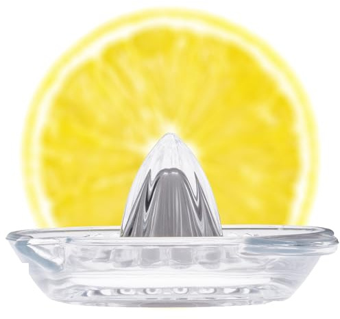 KADAX Exprimidor de Cítricos de Vidrio de Sodio y Calcio Con Boquilla - Manual Para Limones, Naranjas y Limas (Transparente v2)