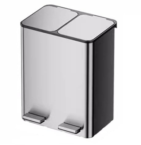 BcoMfy Pattumiera Cucina per carichi pesanti da 13 litri/8 galloni con pattumiera a pedale coperta, pattumiera commerciale staccabile a doppio scomparto (Color : Silver, Size : 45.5x39.5x38.7cm)