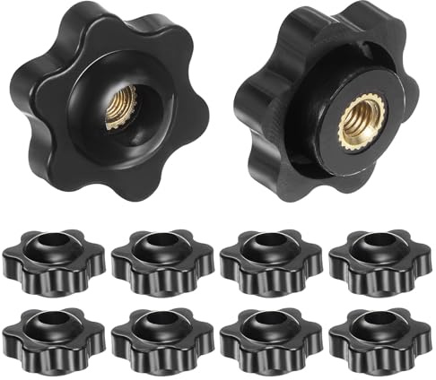 QUARKZMAN 10 Stück Sterngriffmutter M5 Flügelmuttern mit Gewinde, Rändelmutter Handgriff Durchgangsloch Klemmmutter 25mm Spannknopf für Werkzeugmaschinen Anlagen Fitnessgeräte, Schwarz