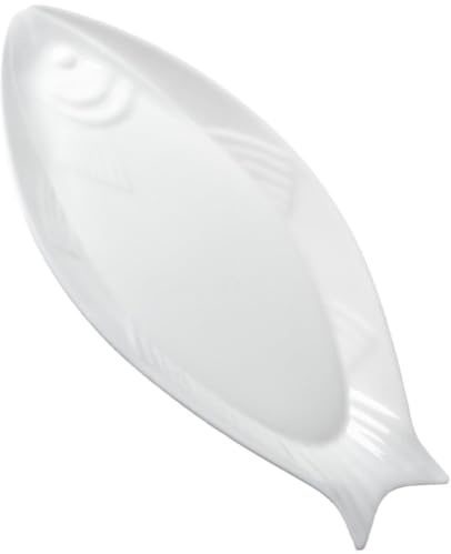 Hemoton Ceramic Fish Serving Platter White 12.59X6.29X1.18in