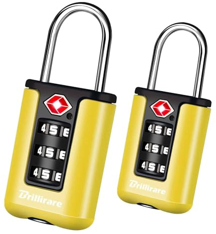 Brillirare Lot de 2 cadenas de bagages approuvés par la TSA, cadenas de voyage à combinaison étanche à 3 chiffres, serrure d'extérieur réinitialisable sans clé acceptée par la TSA, pour casiers, sacs,