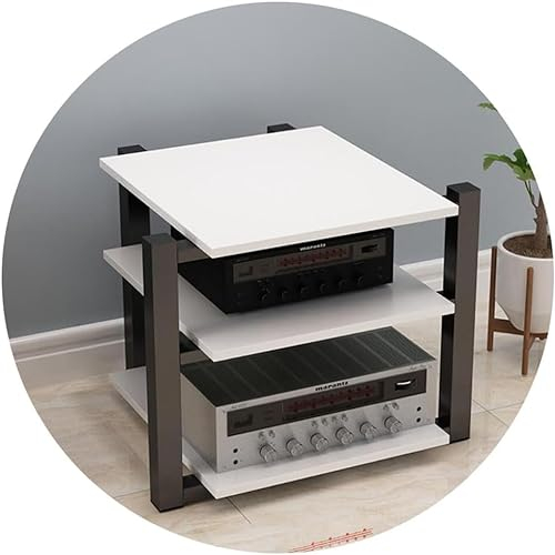 2/3/4-stufiges HiFi-Rack, AV-Regal, 4-stufiges MDF-TV-Ständer, HiFi-Audioschrank, Audio-Rack/TV-Ständer und Unterhaltungsmedieneinheit,Weiß,70 * 55 * 65 cm (3 Ebenen)