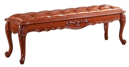 GLigeT Bettbank Braune Retro-Schlafzimmer-Dekorbank aus Holz, einfache Nachttischbank, gehobene Sofabank aus PU-Leder Schlafzimmerbank