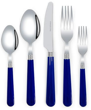 Thickened Plastic Handle Kitchen Stainless Steel Silverware Tableware Flatware Cutlery Set Steak Knife Fork Spoon Teaspoon Children and Baby Products