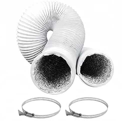 MHMondawn Abluftschlauch Ø100mm Alu Flexrohr Länge 3M PVC Alurohr Lüftungsschlauch Schlauch mit 2 Schlauchschelle Edelstahl für Klimaanlagen, Rohrventilator, Wäschetrockner (Φ100mm X 300cm）