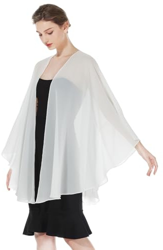 BEAUTELICATE Damen Chiffon Bolero Brautjacke Brautstola mit Armloch für Abendkleid Elegant Cardigan Kimono für Hochzeit Festlich Strand
