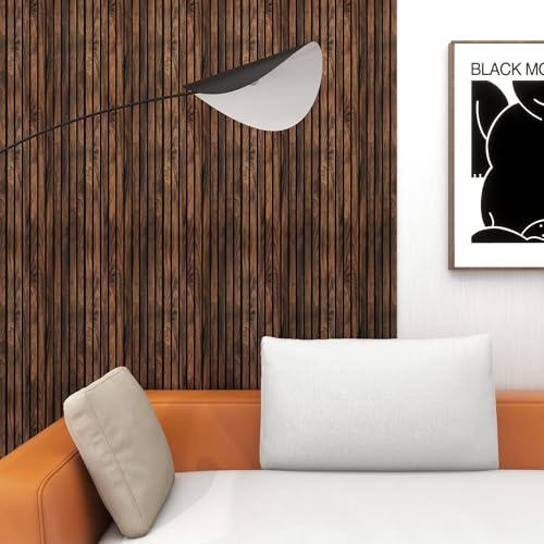 NEU.HOLZ Set di 6 Pannelli Murali 3D Decorativi per Parete e Soffitto Rivestimento Murale con Doghe in Polistirolo - Effetto Noce