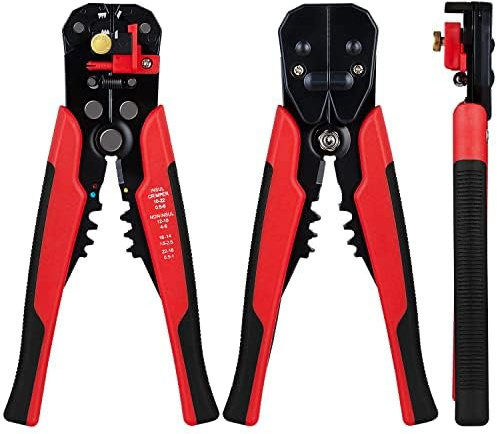 ATEK 3 in 1 Wire Stripper, Automatic Wire Stripper 10-22 AWG Wire with Spring Loaded Comfortable Grip, Self Adjusting Wire Cutters for Wire Stripping, Cutting, Crimping