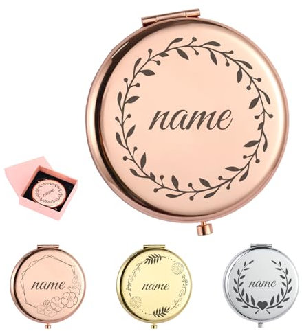 CGFN Taschenspiegel Klappbar,Schminkspiegel Reisespiegel Personalisierter Schminkspiegel Geschenk für Damen Taschenspiegel mit Vergrößerung(Roségold)