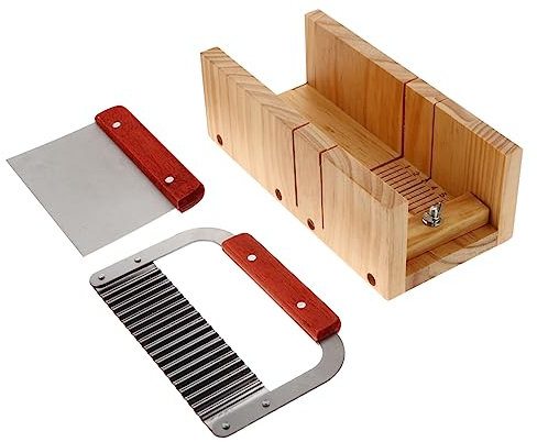 PLAFOPE 1satz Holz Seifenschneider Mit Wellen Und Geradem Cutter Handgefertigte Seifenwerkzeuge Für Präzises Schneiden Von Seifen Kuchen Und Mehr Langlebig Und Vielseitig