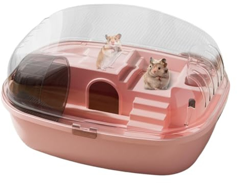 Rennmauskäfig - Hamsterkäfig, Mäusehaus und aus transparentem Acryl | Aquarium für Hamster, Rennmäuse, Mäuse und andere Kleintiere mit Wasserflasche, Laufrad und
