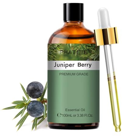 Wacholderbeere Ätherisches Öl Reine 100ML, PHATOIL Ätherische Öle für Diffuser Erstklassige Qualität, Aroma Duftöl Wacholderbeere Öl für Kerzen, Duftlampe, Luftbefeuchter