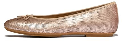 Fitflop Zapatos Planos de Ballet con Lentejuelas Delicato para Mujer, Beige clásico, 4.5 UK Narrow