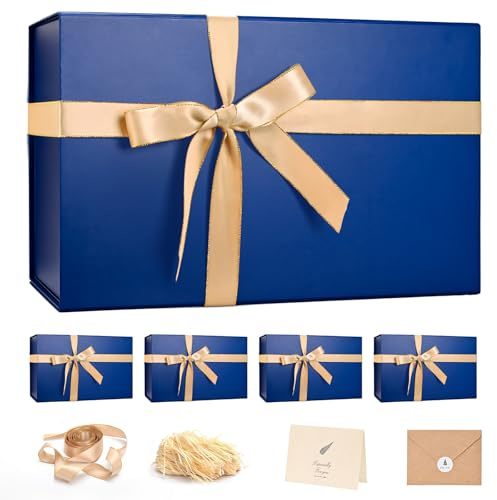 LIFELUM Große Geschenkbox, 35,6 x 21,6 x 11,4 cm, Weihnachts-Geschenkboxen mit Deckel, für Geschenke für Jahrestag, Hochzeit, Antrag, Geburtstag, Geschenkboxen mit zerkleinertem Füllkartonband