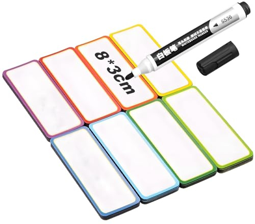 Magnetstreifen Beschreibbar, 40 Stück Abwischbare Magnetschilder, 8 * 3cm Magnetetiketten, Whiteboard Magnete, Farbige Magnetschilder für Whiteboards Kühlschränke Magnettafeln