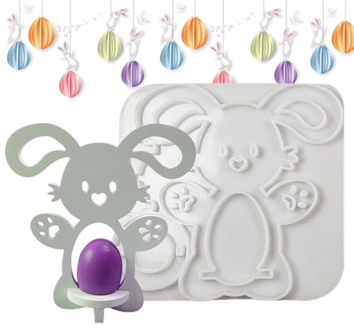 Penlimly Molde de resina para soporte de huevos,Molde de resina para hueveras, Molde organizador de huevos de conejito de Pascua, Decoración de mesa para servir huevos duros y blandos, molde de resina