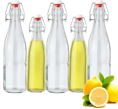 Szfanyangxuan Bouteilles en verre à remplir avec bouchon à étrier – 3 x 500 ml + 2 x 250 ml – Idéal pour le sirop, les huiles, le vinaigre et les boissons