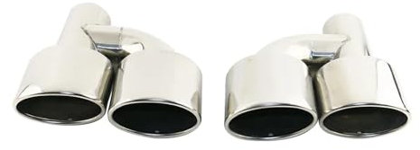 Auspuffendrohr Für W204 1 Paar Auto Oval Endrohr 63mm Einlass Chrom Edelstahl 165 * 85mm Auslass Doppelauspuffrohr Auspuffblende(Silver-withlogo)
