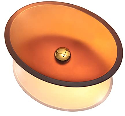 XSMYdpuk Lavandino da appoggio Ovale per Bagno, 20 in Vetro temperato, Artistico, Arancione, sopra Il Piano, lavabo da appoggio C (B)
