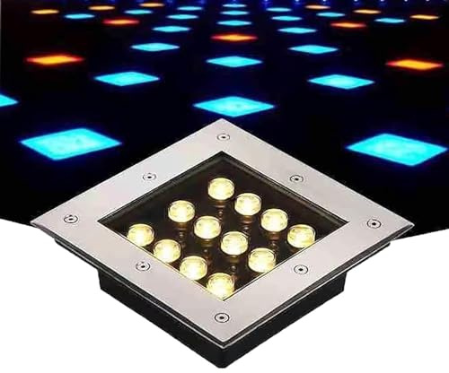 JOUFNING Luci Da Esterno Per Esterni, Lampada Da Incasso Quadrata, Faretto In Acciaio Inossidabile Impermeabile IP67, Illuminazione Per Laghetti A Bassa Tensione Da 12 V(Green,6 W)