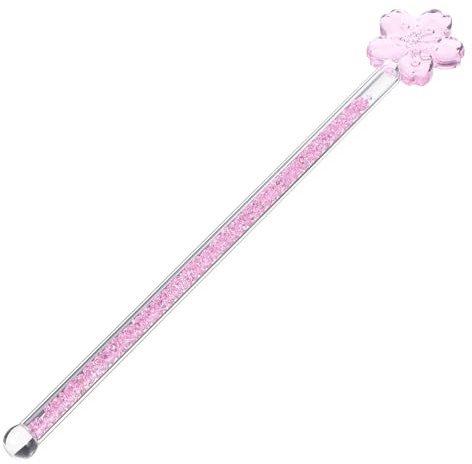 Toyvian Bâton de Mélange Verre à Long Manche Agitateur Boisson Fleur Tige Remuer Jus Fruits Mousseur Lait pour Café et Cocktails Design Résistant Chaleur Rose Réutilisable