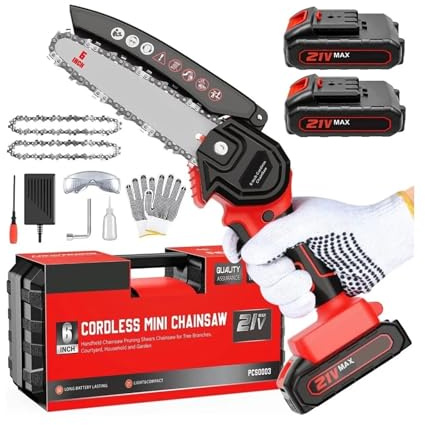 Mini tronçonneuse sans fil de 6 pouces, électrique portative alimentée par batterie 21V, petit sécateur