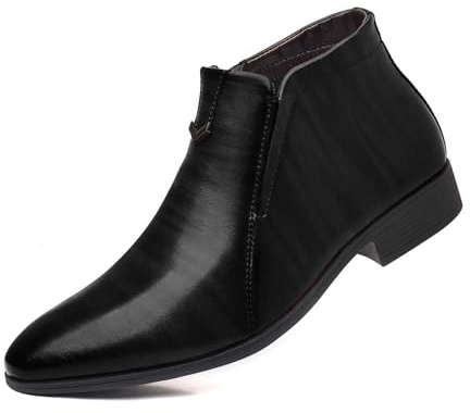 Generisch 2026 Eleganti stivaletti da uomo con design elegante, texture a righe, cerniera laterale per un facile trasporto, perfetti per occasioni casual aziendali, Nero , 43 EU