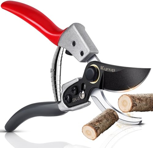 Kynup Profi Gartenschere, Astschere & Rosenschere mit SK5-Stahlklinge | Bypass Schere Klein, Ergonomisch Griff, Blumenschere Garten für Gartenarbeit, Baumscheren & Pflanzenschnitte