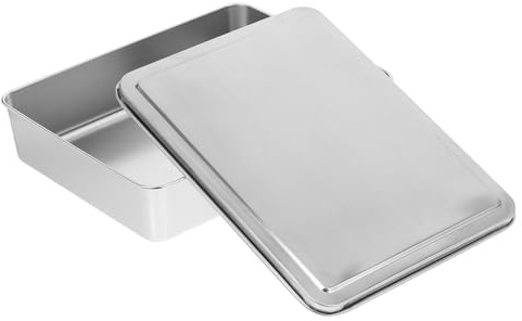 Veemoon Molde para Pasteles de Acero Inoxidable Profundo 28X22X6 CM con Tapa Bandeja Reutilizable para Hornear Tiramisú y Postres Utensilios de Repostería para Uso Doméstico y