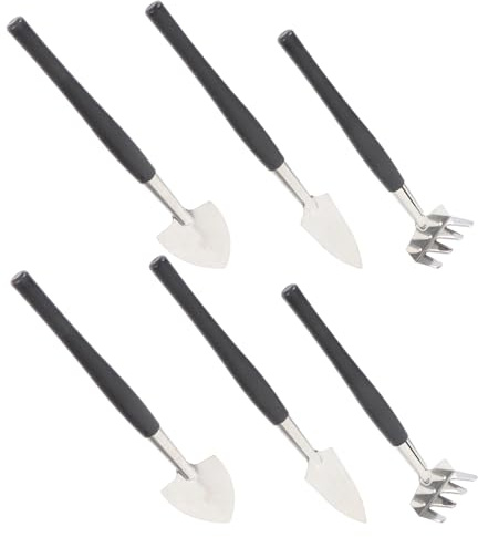 HIAKDOFT 6 Stück Teiliges Mini gartenset mit Ergonomischen Edelstahl handwerkzeugen Kompakt und Leicht für Bonsai Sukkulenten und Topfpflanzen zum Graben Umpflanzen und Pflegen Kleiner