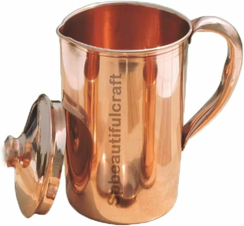 HRS India - Jarra de agua de cobre puro para almacenamiento de agua, recipiente de almacenamiento para ayurveda, beneficios para la salud, 2 litros
