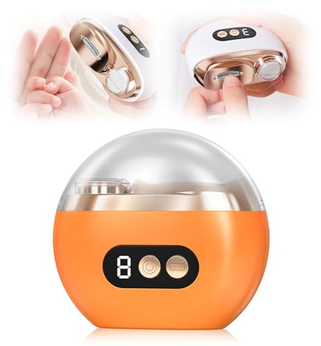 Coupe Ongle Electrique, Rechargeable USB Coupe-ongles électrique automatique, 2 En 1 Coupe Ongle Lime a Ongle Electrique, Faible bruit avec Lumière LED Pour Bébés Adultes Personnes Âgées (Orange)