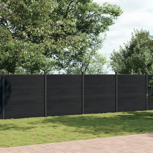 KKHOMEI WPC Recinzione Grigio, Recinzione Giardino Esterno in WPC, Staccionata Giardino Esterno, Pannello Recinzione, Recinzione Modulare Espandibile, 699 x 186 cm