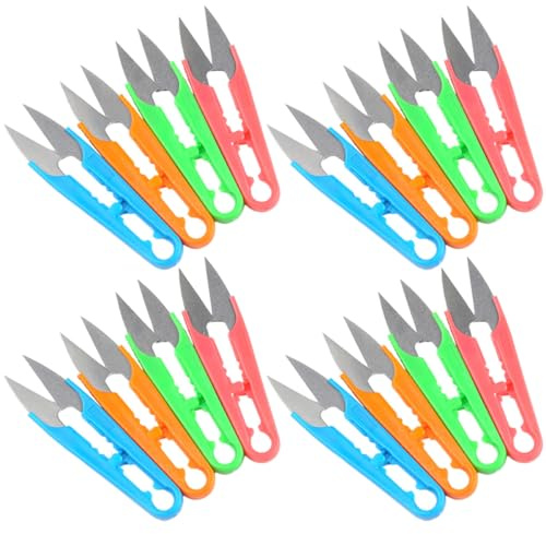 WOFASHPURET Tijeras Corte y Seguro en Forma de U Mango de Plástico 24 de Costura Color Aleatorio para Bordar y Recortar Hilos en Manualidades y Sastrería